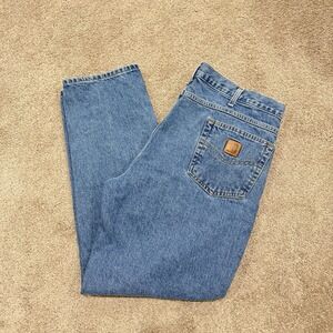 Carhartt Jeans Mens 38x32 Blue Relaxed Fit Straight Leg Denim Workwear B17 STW